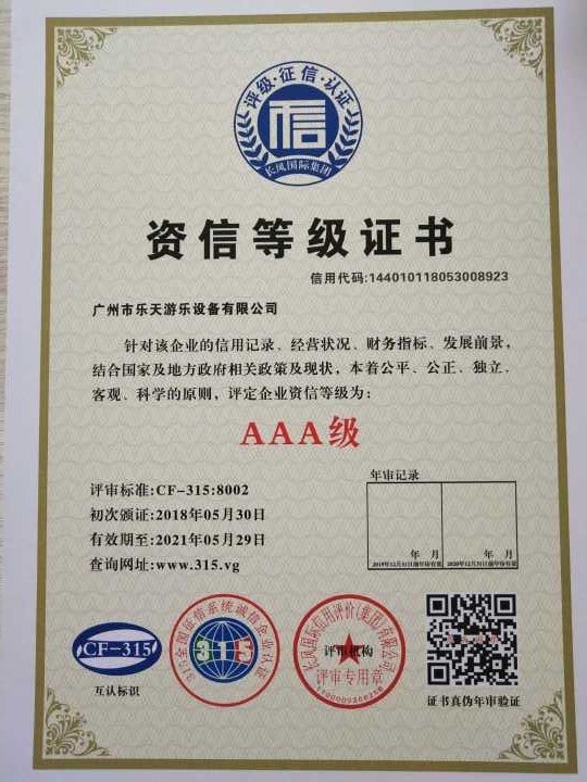 資格等級證書